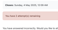 Essay test 4 - User Overide of fewer attempts takes precedent over group override with more attempts.png